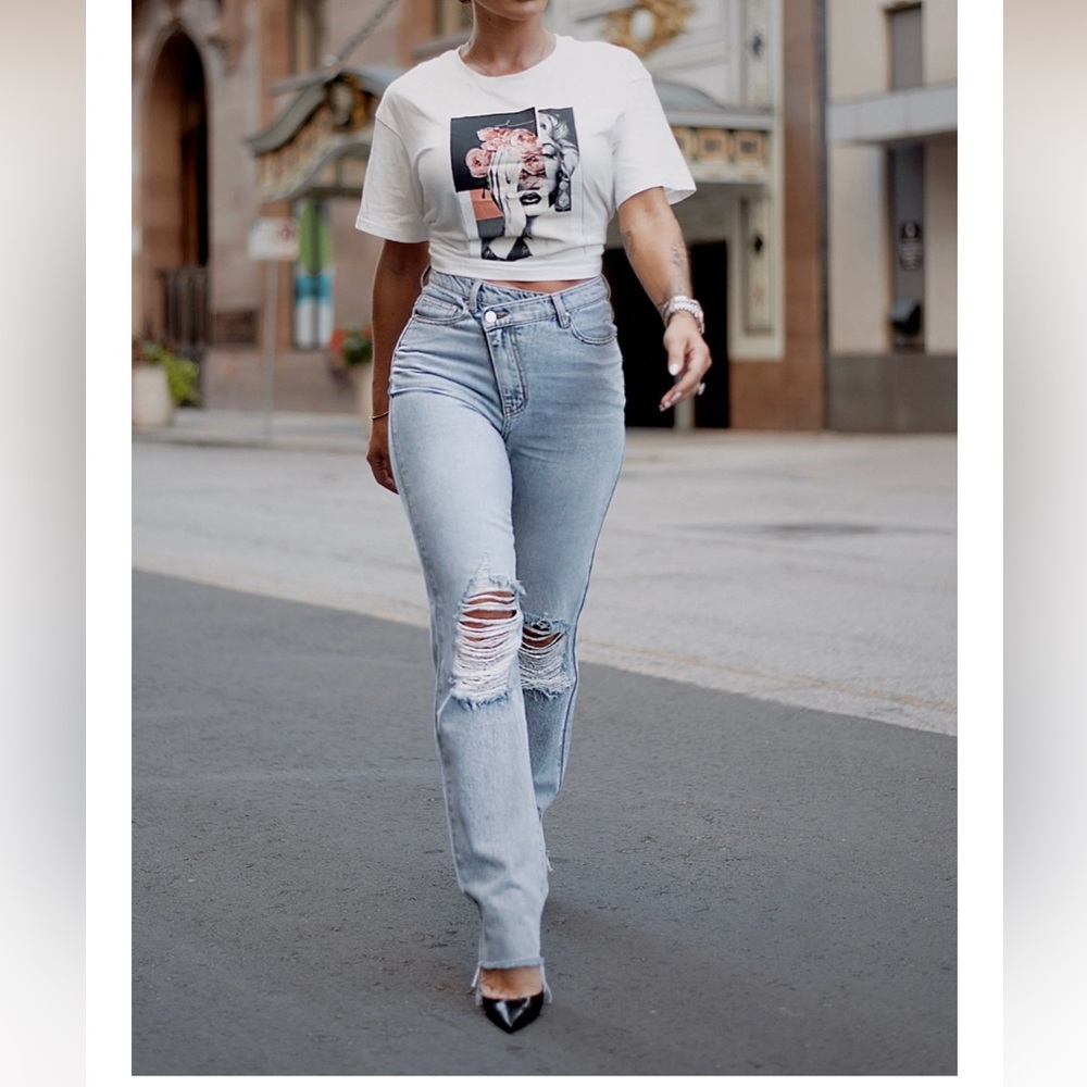 ByEgreis Sawyer Asymmetrical Zipper Jeans, size medium